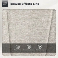 Set 2 Sgabelli da Bar con Altezza Regolabile, Seduta Girevole in Tessuto e Poggiapiedi, Beige