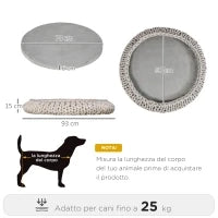 Cuccia per Cani e Gatti Rotonda, Rialzata e Lavabile in Cotone PP, Cuscino Imbottito, Φ93x15cm, Grigia