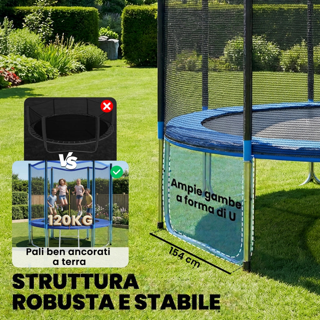 Trampolino da giardino 305 cm con rete ¨C zephmum ¨C Grigio