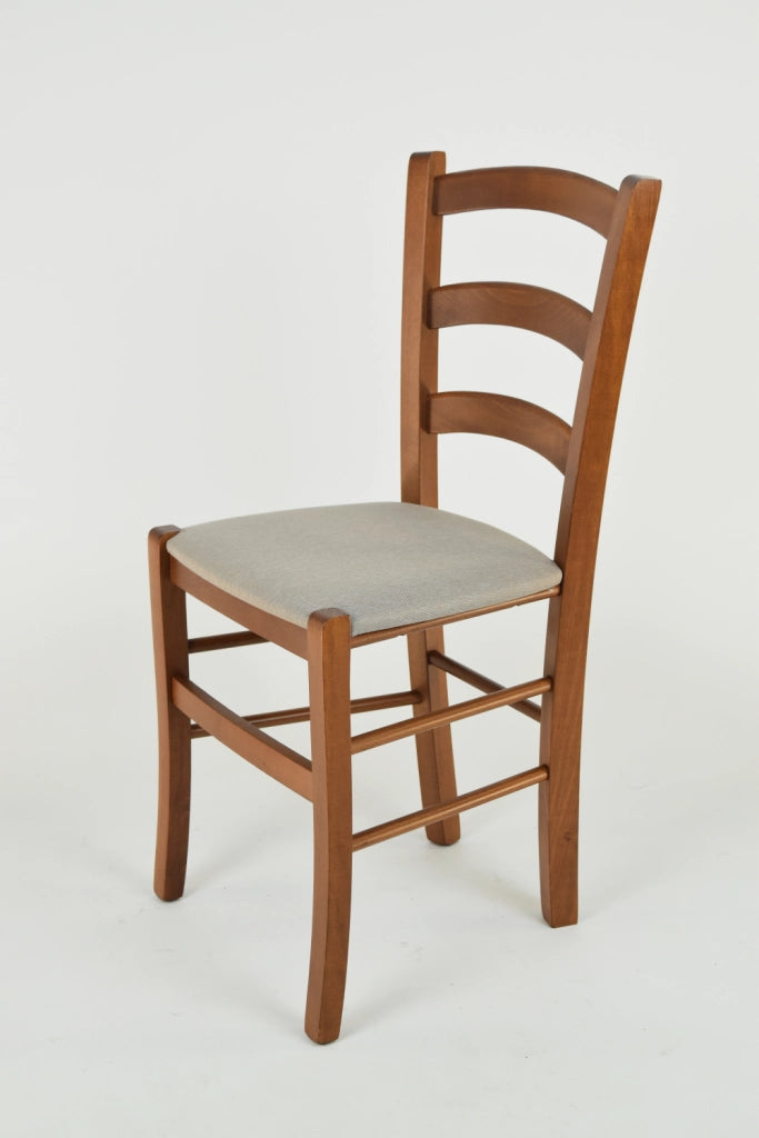 Set 2 Sedie Venice Tommychairs, struttura in faggio verniciata color noce chiaro e seduta rivestita in tessuto camoscio