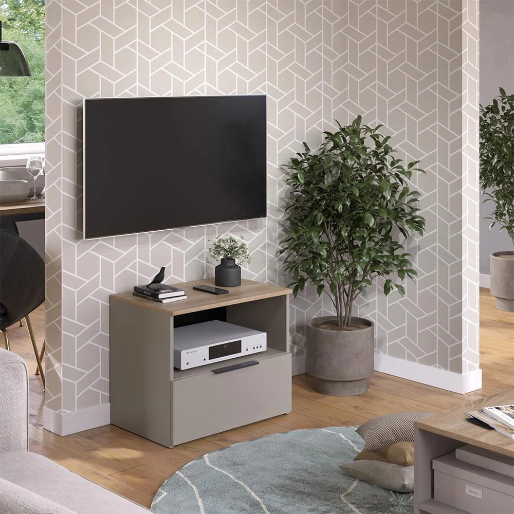 Credenza bassa Wido, Greige/Sonoma, 60 x 50 cm con cassetto