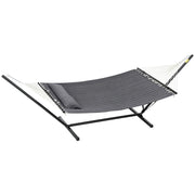 AMACA DA GIARDINO PORTATILE CON CUSCINO INTEGRATO IN COTONE POLIESTERE E ACCIAIO 368X93X110 CM GRIGIO SCURO