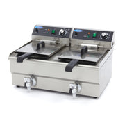 Friggitrice - 2 x 13L - 2 Cestelli - con Rubinetto di Scarico