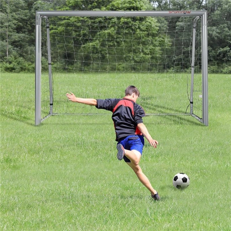 PORTA DA CALCIO GRIGIA 240X85X160 CM CON VITI E PICCHETTI INCLUSI, IN PE E METALLO