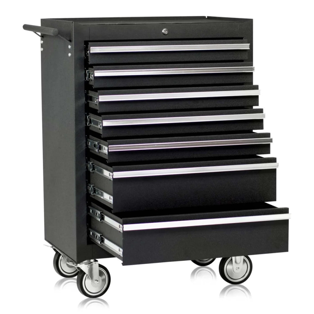 Carrello da officina, 7 cassetti, colore nero