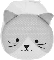 Sacchetto per Lavaggio a Rete 3 Liter - con Cerniera - in Poliestere Duraturo - Protezione per Intimo/Calcio - Disegno Grigio Gatto