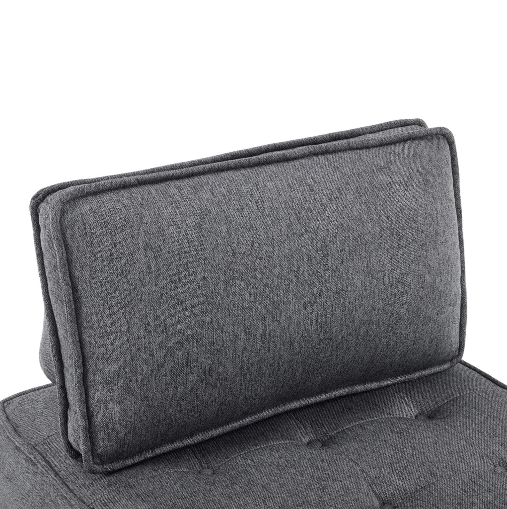 Divano Relax Modulare Compatto in Tessuto Lino Grigio Scuro