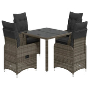 vidaXL Set Bistrò da Giardino 5 pz con Cuscini in Polyrattan Grigio