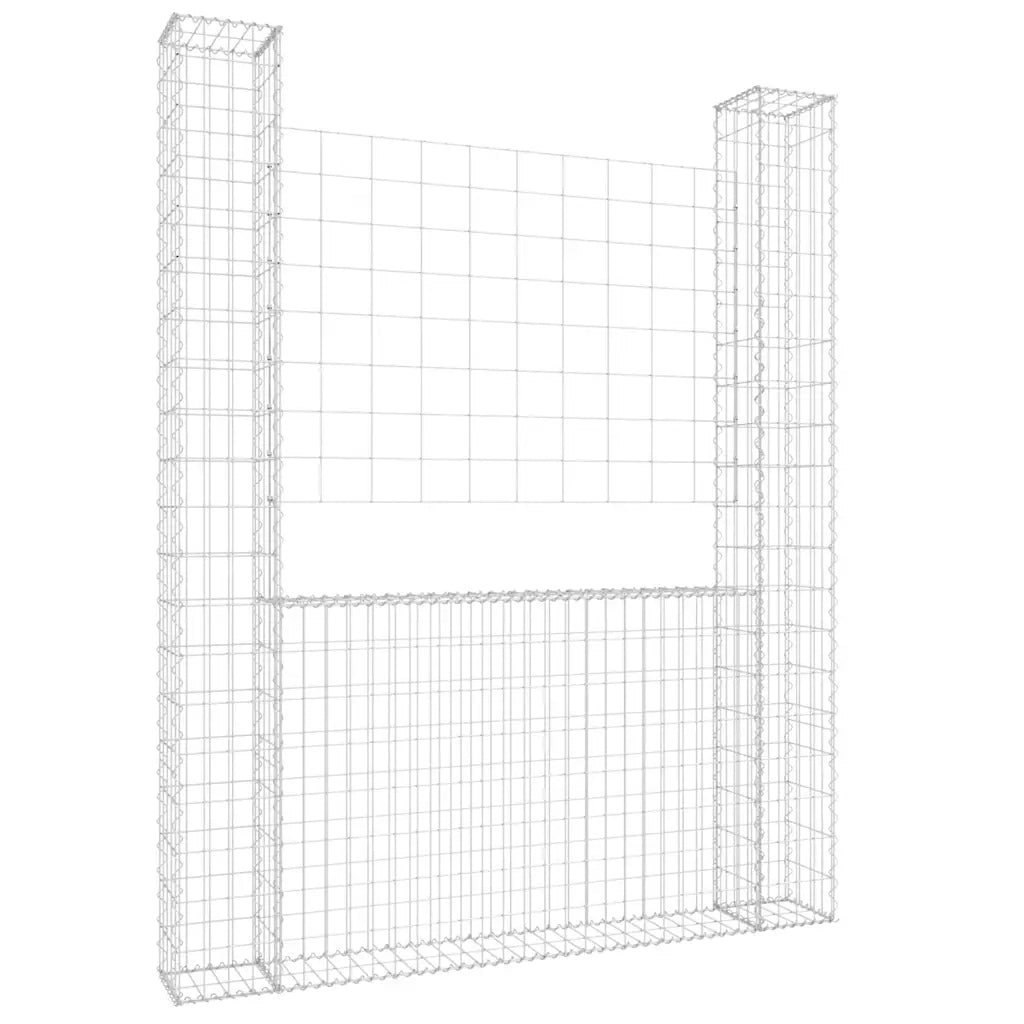 Gabbione a U con 2 Pali in Ferro 140x20x200 cm 151289