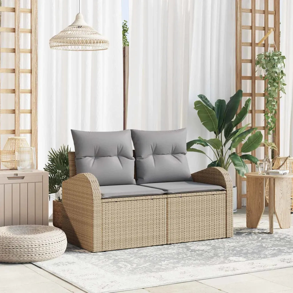 Divano da giardino con cuscino Beige 124 x 62 x 69cm polyrattan 42006735