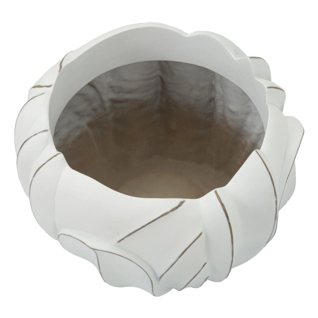 Vaso Decorativo VKH667, Bianco, Poliresina, 34,5x34,5x23,5 cm