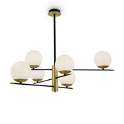 Maytoni Lampadario contemporaneo Nostalgia 6 luci E14 oro opaco metallo vetro diffusori bianchi