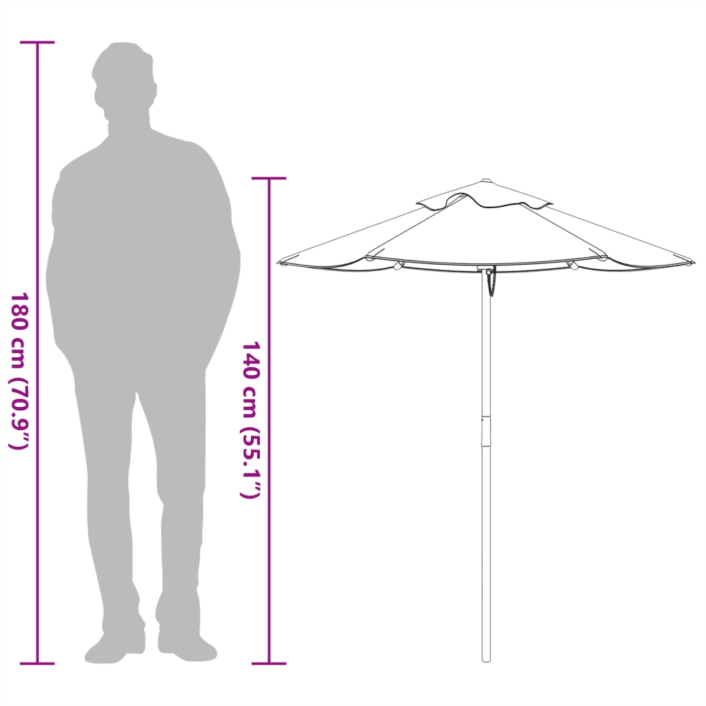 Ombrellone da Giardino per Bambini con Palo in Legno Ø120x140cm 4008990