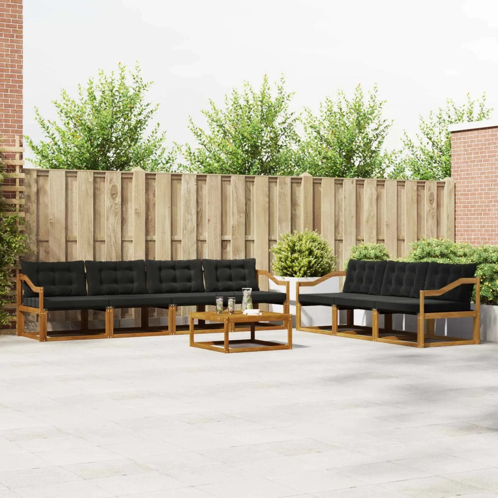 Set di divani da esterno con cuscino 8 pcs Naturale e Nero 3369275