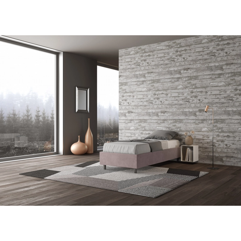Letto Sommier imbottito Singolo 80x210 cm Azelia - Contenitore,Glicine,Microfibra