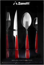 Servizio di Posate da Tavola Elegance Rosso 24 Pezzi Zanetti