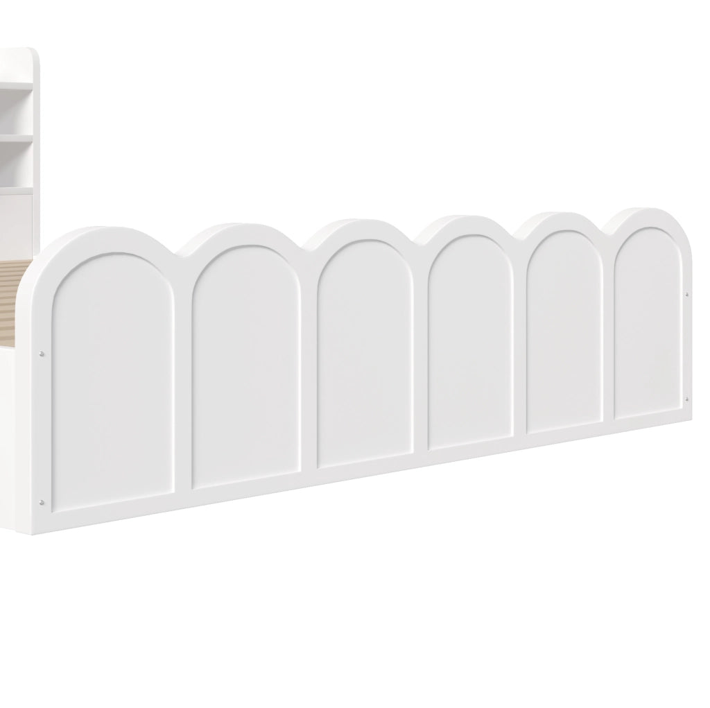 Letto 140x200 cm con contenitore; LED e USB in truciolare bianco