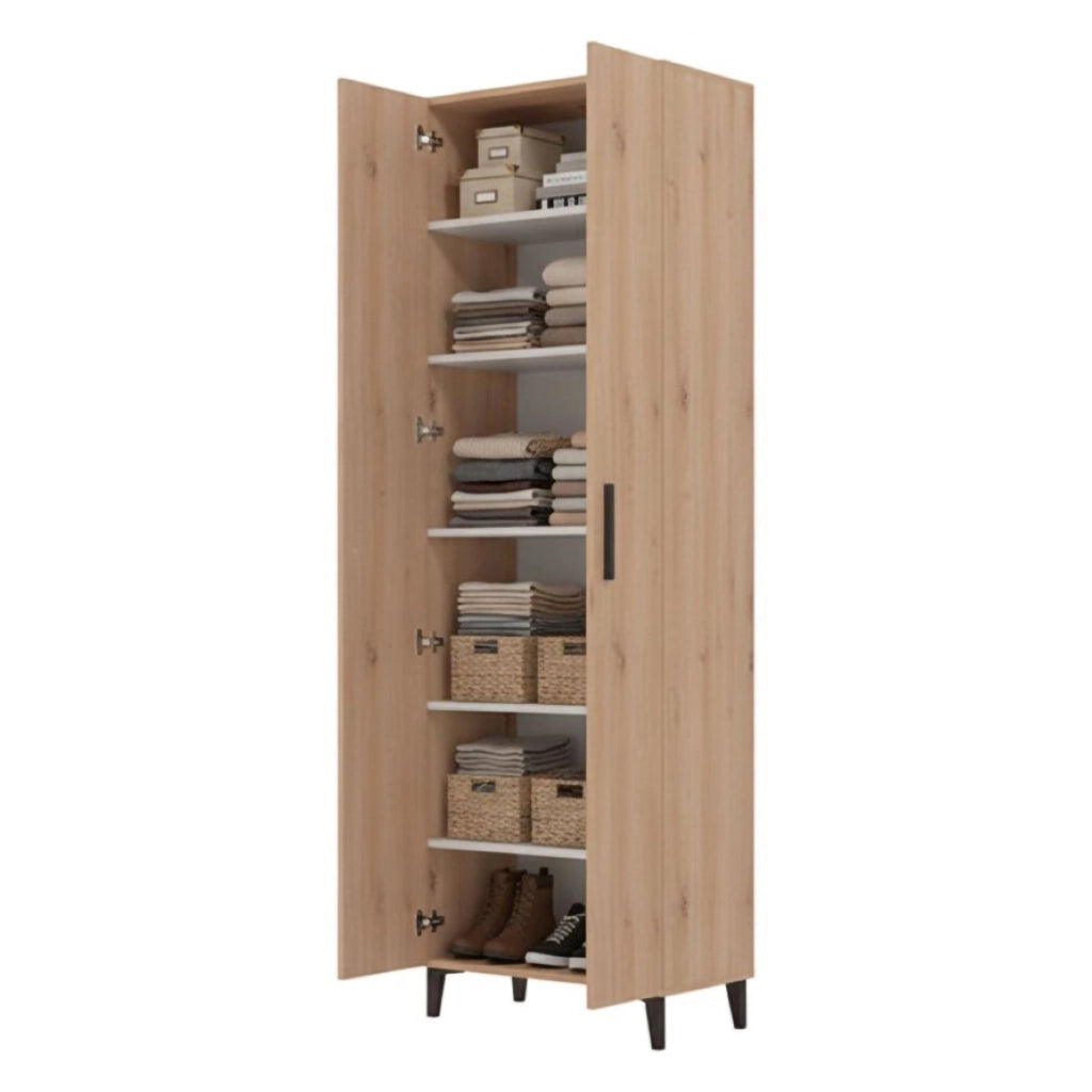 Mobile Portascarpe Ciminna, Scarpiera 5 Ripiani, 67.5x35x195h cm Marrone Rovere
