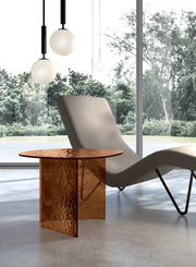 Tavolino Fold Small in vetro martellato bronzo - Design artistico e contemporaneo per living - Stones