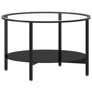 Tavolino da salotto | Tavolino da caff¨¨ | Tavolino da Soggiorno Nero e Trasparente 70 cm in Vetro Temperato