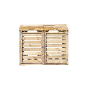 Copri bidoni da giardino in legno 150x90 cm – 2 posti con coperchi apribili – trattato autoclave – CP15090 Foresta