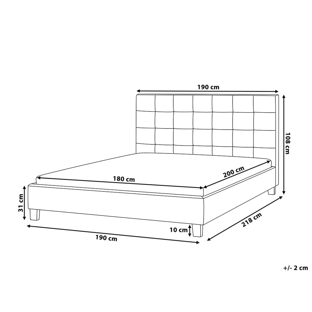 Letto imbottito tessuto grigio chiaro rete a doghe testiera trapuntata 180 x 200 cm