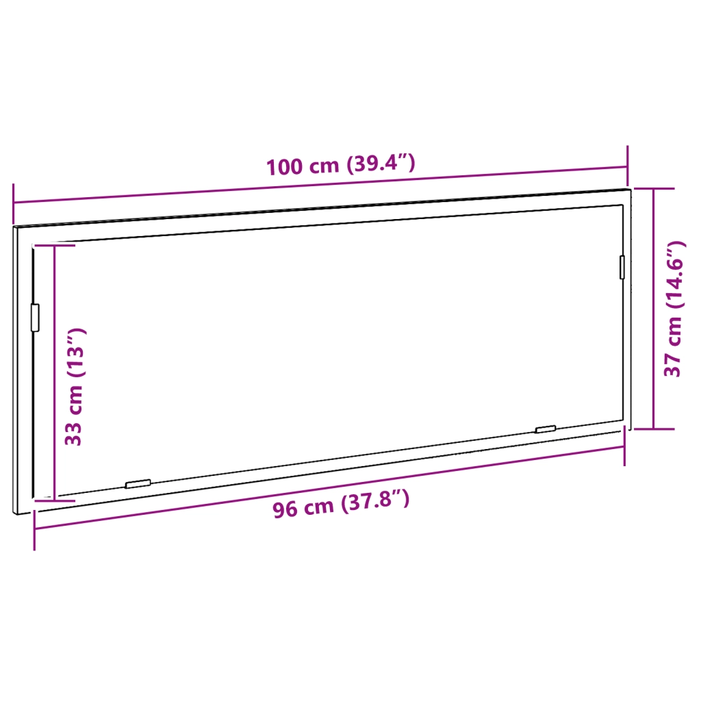 Specchio da bagno LED  Nero Rovere 100x8,5x37 cm in legno ingegnerizzato