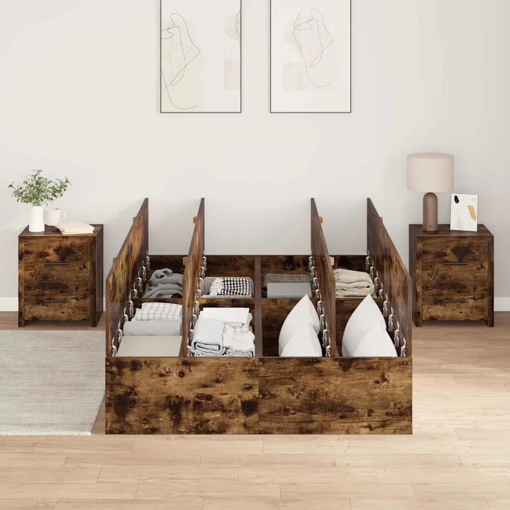 Struttura letto con contenitore Rovere fumé 120 x 200 cm 3335369