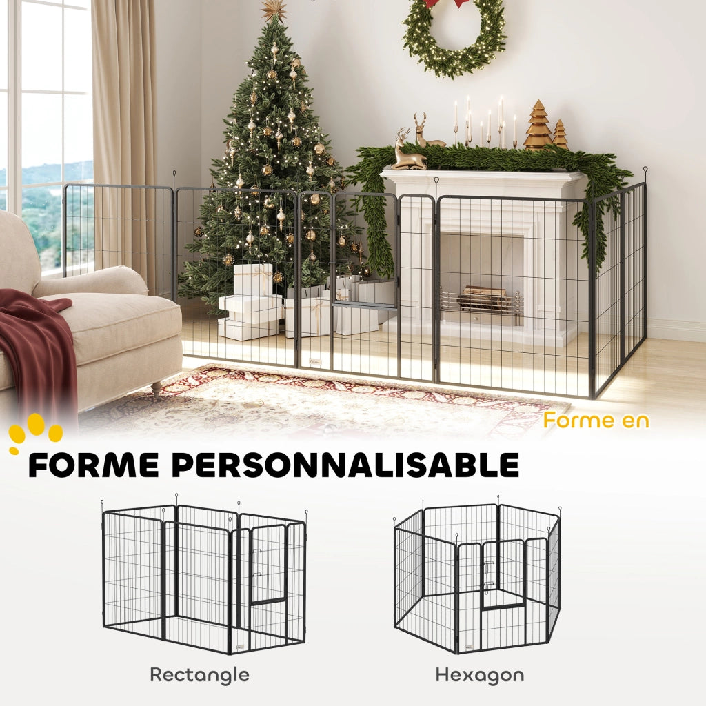 Recinto per cani modulare 6 pannelli pieghevole in acciaio con porta ¨C Zephmum ¨C 80x100 cm grigio