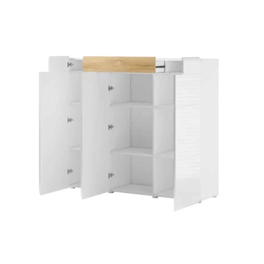 Buffet grande modello collezione OHIO. Color bianco e effetto quercia. Stile design.