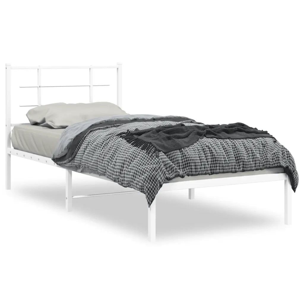 Giroletto con Testiera Metallo Bianco 90x190 cmcod mxl 86699