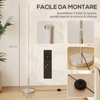 Lampada da Terra LED Alta 150 cm con Temperatura Colore Regolabile e Telecomando Argento