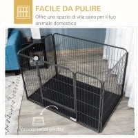 Box per Cani in Metallo con Porta e Vassoio sul Fondo, 125x78x80cm, Grigio