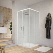 Box cabina doccia angolare con due ante scorrevoli in cristallo temprato trasparente *** misure 66.5-69.5x96.5-99.5xh...