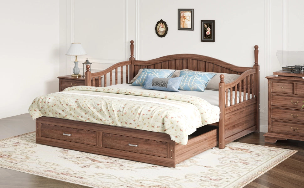 DESMIU Litto a scomparsa 90 × 190 cm 2 posti con 2 cassetti, senza materasso, in legno, noce naturale