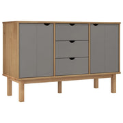 Credenza | Madia | Buffet da pranzo | Armadio da pranzo OTTA Marrone e Grigio 113,5x43x73 cm in Legno di Pino