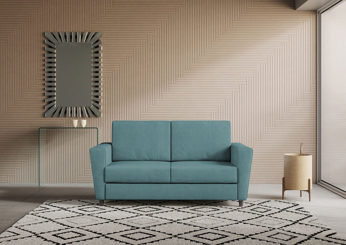 Divano 2 Posti 152x85x85 cm Yasel in Tessuto Petrolio