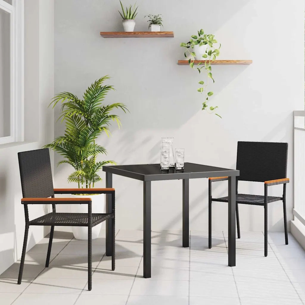 Set da Pranzo per Giardino con cuscino 3 pcs Nero polyrattan 3379702