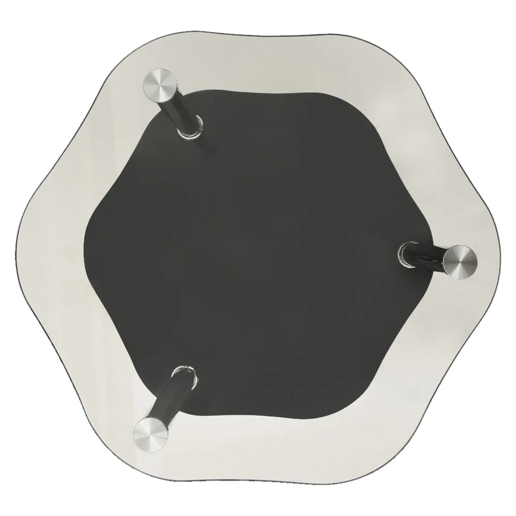 Tavolino 2 Livelli Trasparente Nero 38x38x50 cm Vetro Temperato 322791