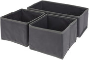 Set organizzatore 3 pezzi, cassettiera organizzatore, scatola di stoccaggio, scatola di tessuti, pieghevole, per armadio, cassettiera, accessori, cosmetici, giocattoli, grigio