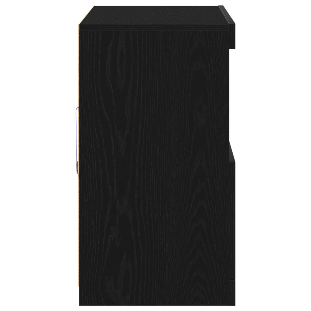 Credenza con Luci LED Rovere Nero 81x37x67 cm