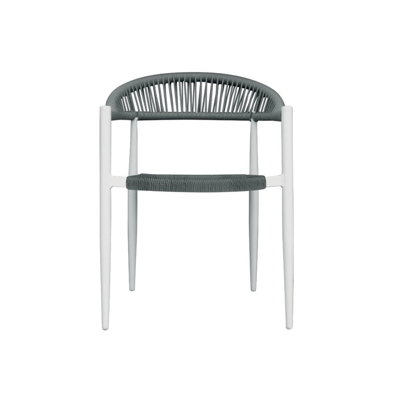Set di due Sedie Contract bianco con corda sintetica grigia Moia