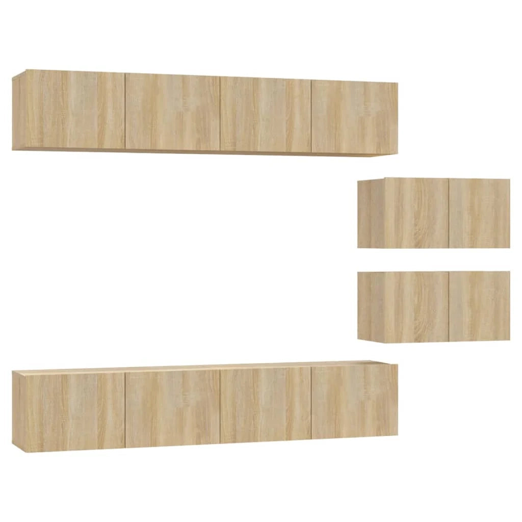 Set di mobili da 6 pezzi tra cui armadio credenza mobile porta TV soggiorno/camera da letto/salotto legno ingegnerizzato rovere Sonoma marrone 02_0025129