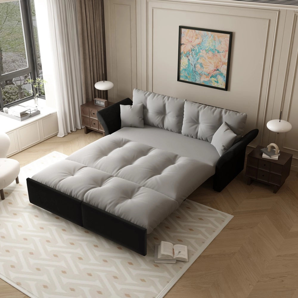 Divano Letto 3 Posti Estraibile con Cuscini ¨C Xylo ¨C Velluto Grigio Chiaro