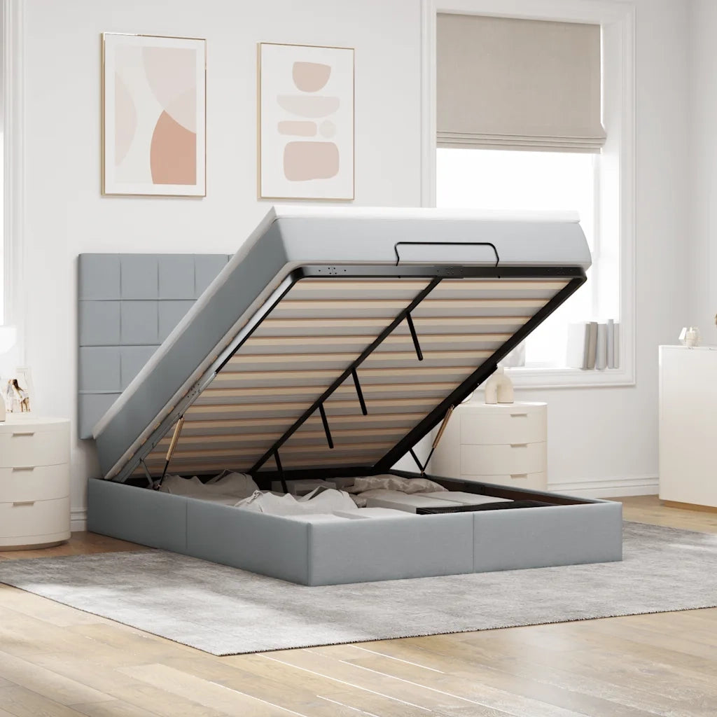 vidaXL Struttura Letto Pouf con Materasso 140x200 cm in Tessuto