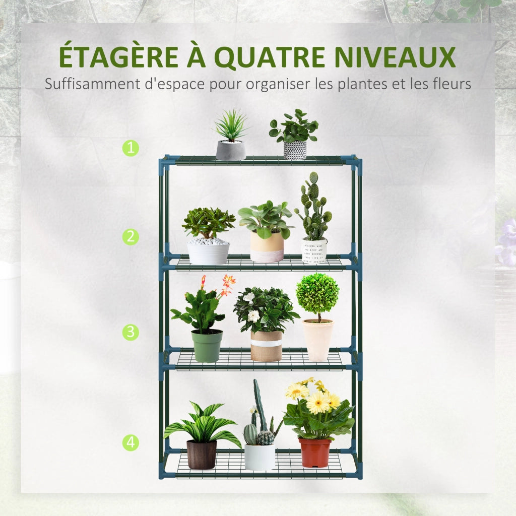 Scaffale per piante 4 livelli in metallo ¨C zephmum ¨C verde 70x27x110 cm