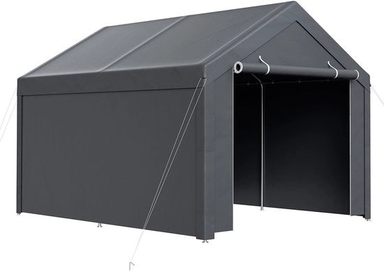 Tenda per garage 3x4 m - copertura in PE - pareti laterali smontabili - acciaio galvanizzato - grigio