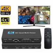 Splitter HDMI 4K Ultra HD switch sdoppiatore 4 porte TV console telecomando QZQF