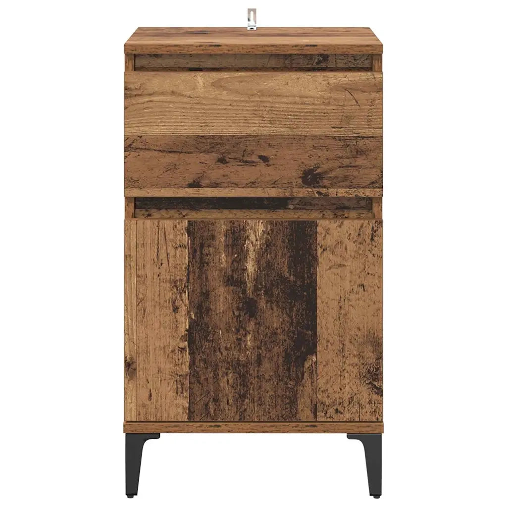 Set di 2 Comodini | Armadio da Notte | Mobiletto da notte Legno vecchio 40 x 35 x 70 cm