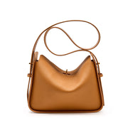 Borsa a tracolla da donna in vera pelle, borsa a mano stile college, borsa hobo marrone